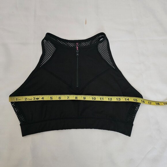 Betsey Johnson Performance Women's Black Zip Front Mesh Yoga Sports Bra Large - Picture 7 of 15